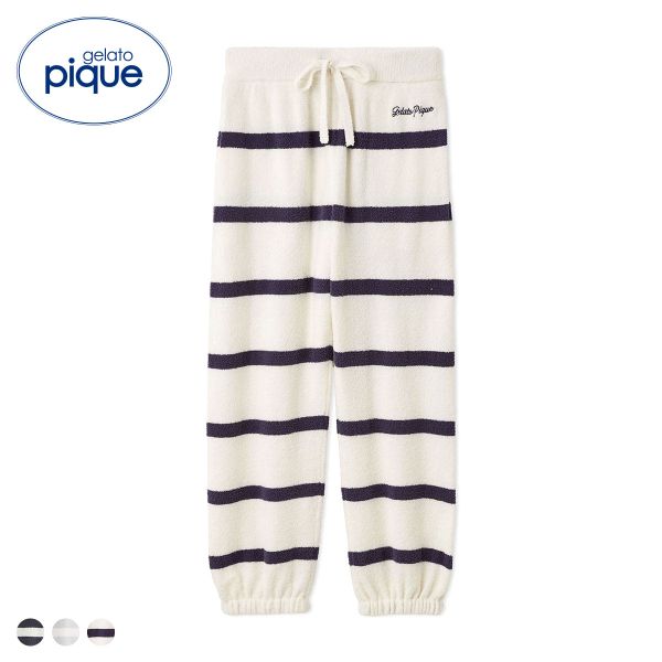 ジェラートピケ UNISEX エアリーモコボーダーロングパンツ ジェラピケ パジャマ ルームウェア gelato pique ユニセックス