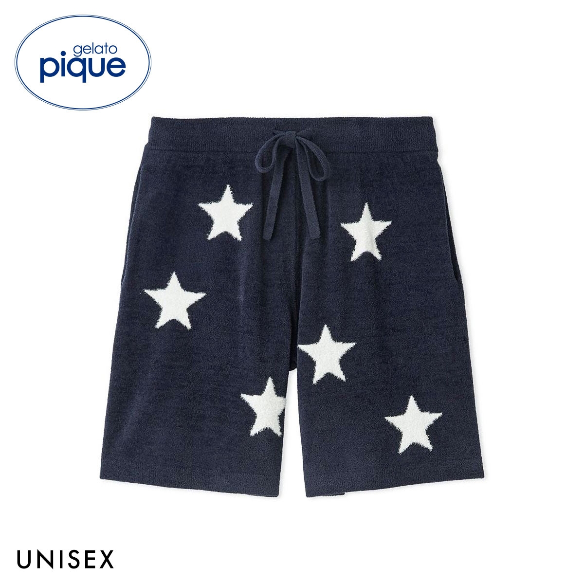 ジェラートピケ ユニセックス UNISEX エアリーモコカレッジスタージャガードハーフパンツ ジェラピケ パジャマ ルームウェア gelato pique(NV-ネイビー-S-M)
