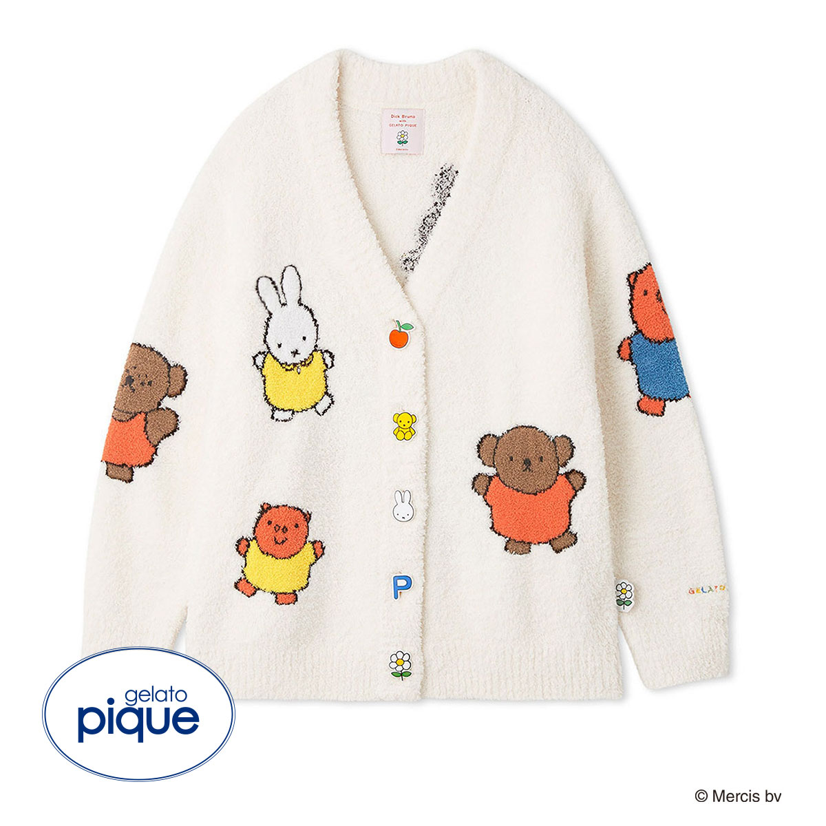 ジェラートピケ gelato pique 【Dick Bruna】【UNISEX】ベビモコ総柄ジャガードカーディガン ジェラピケ パジャマ ルームウェア(CR-クリーム-S-M)