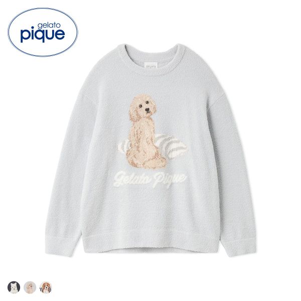 ジェラートピケ UNISEX エアリーモコプレイフルDOGジャガードプルオーバー ジェラピケ パジャマ ルームウェア gelato pique ユニセックス