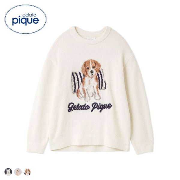 ジェラートピケ UNISEX エアリーモコプレイフルDOGジャガードプルオーバー ジェラピケ パジャマ ルームウェア gelato pique ユニセックス