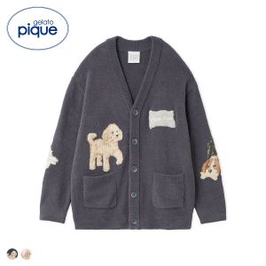 ジェラートピケ UNISEX エアリーモコプレイフルDOGジャガードカーディガン ジェラピケ パジャマ ルームウェア gelato pique ユニセックス