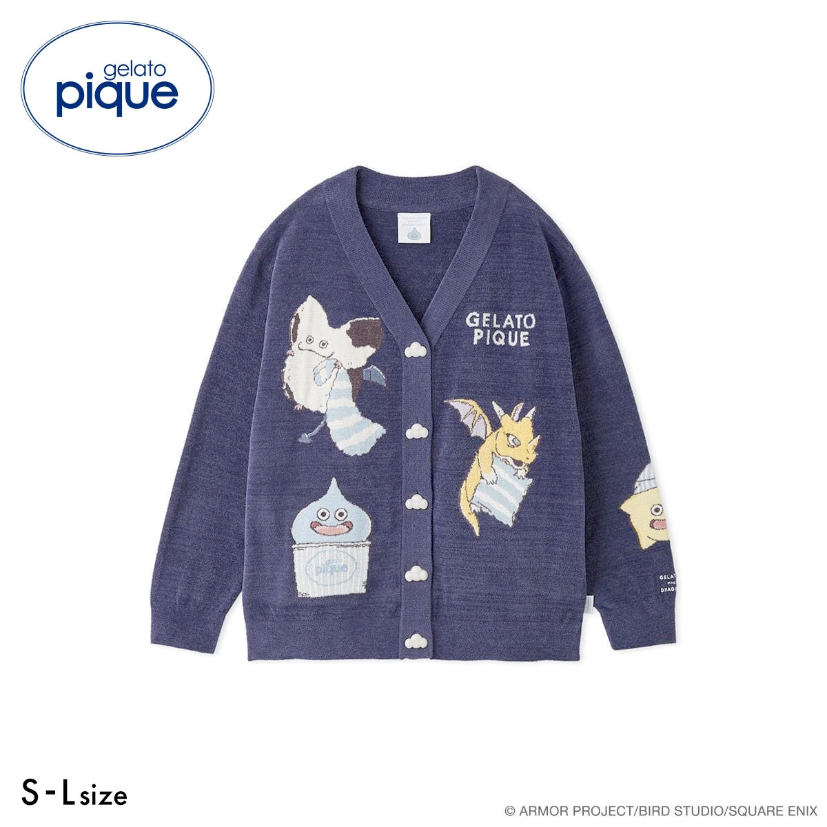 ジェラートピケ ユニセックス ドラゴンクエスト ジャガードカーディガン ジェラピケ gelato pique UNISEX DRAGON QUEST(NV-ネイビー-S-M)