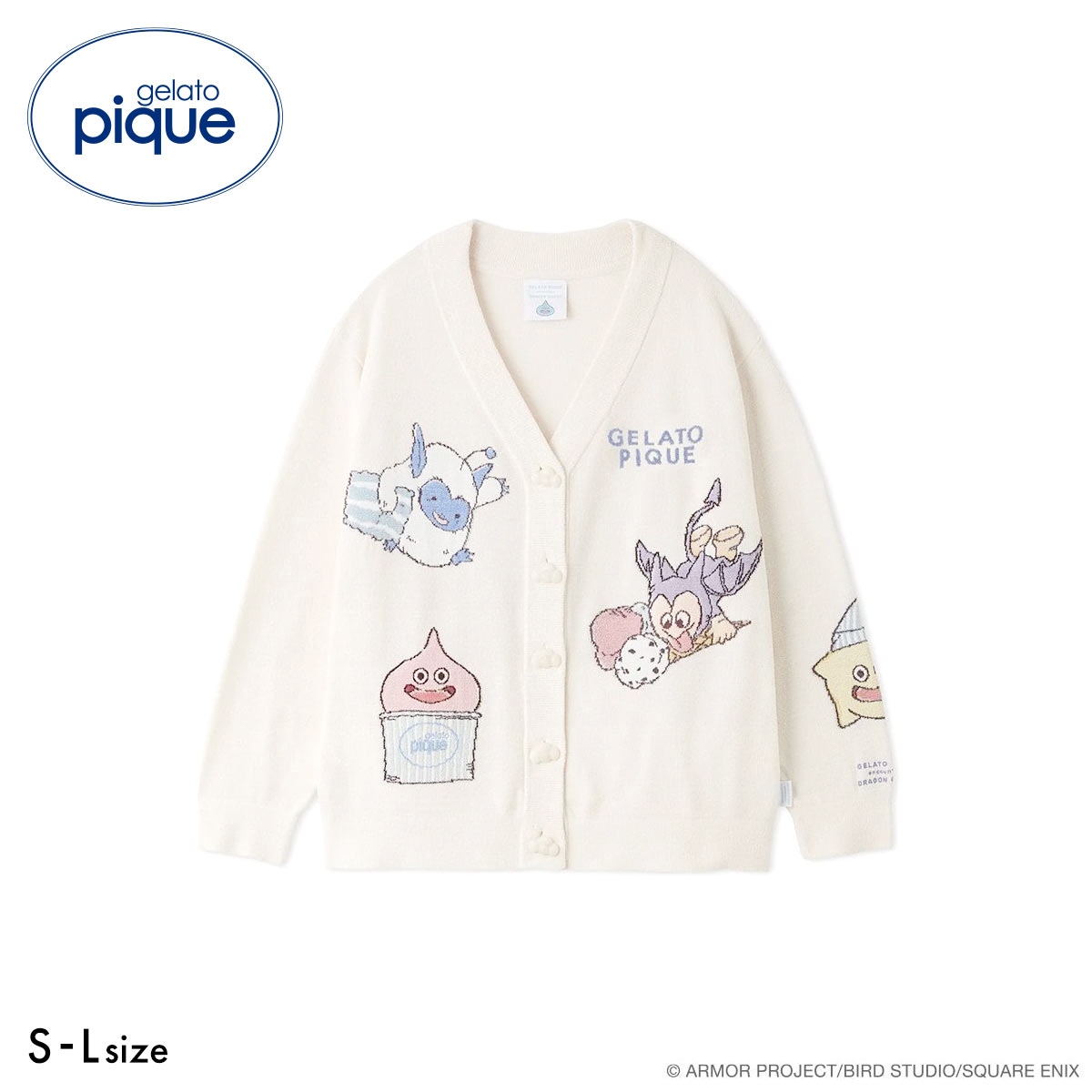 ジェラートピケ ユニセックス ドラゴンクエスト ジャガードカーディガン ジェラピケ gelato pique UNISEX DRAGON QUEST(OW-オフホワイト-S-M)