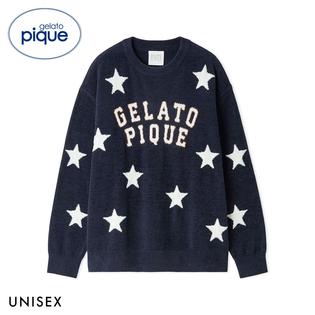 ジェラートピケ ユニセックス UNISEX エアリーモコカレッジスタージャガードプルオーバー ジェラピケ パジャマ ルームウェア gelato pique(NV-ネイビー-S-M)