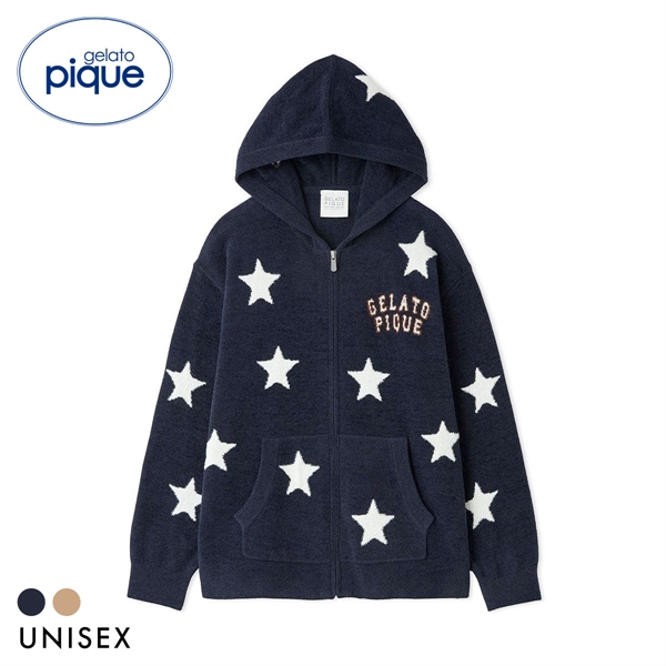 ジェラートピケ ユニセックス UNISEX エアリーモコカレッジスタージャガードパーカ ジェラピケ パジャマ ルームウェア gelato pique
