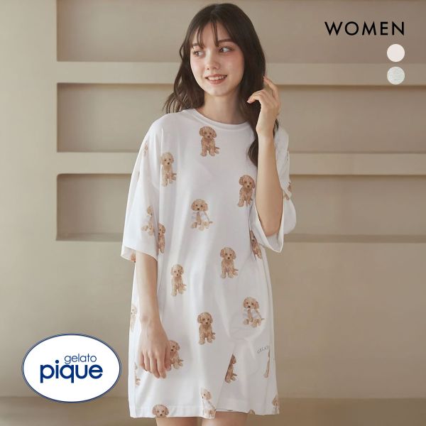 ジェラートピケ レディース トイプードル柄ビッグＴシャツ ジェラピケ パジャマ ルームウェア gelato pique