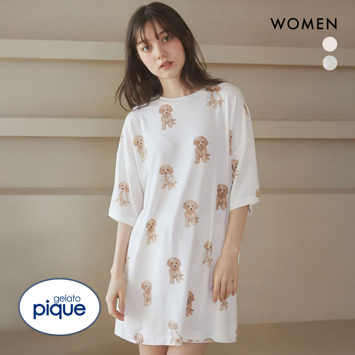 ジェラートピケ レディース トイプードル柄ビッグＴシャツ ジェラピケ パジャマ ルームウェア gelato pique