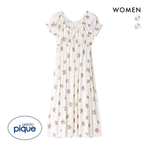 ジェラートピケ レディース 花柄カップインワンピース カップ付き ドレス ワンピース ジェラピケ パジャマ gelato pique