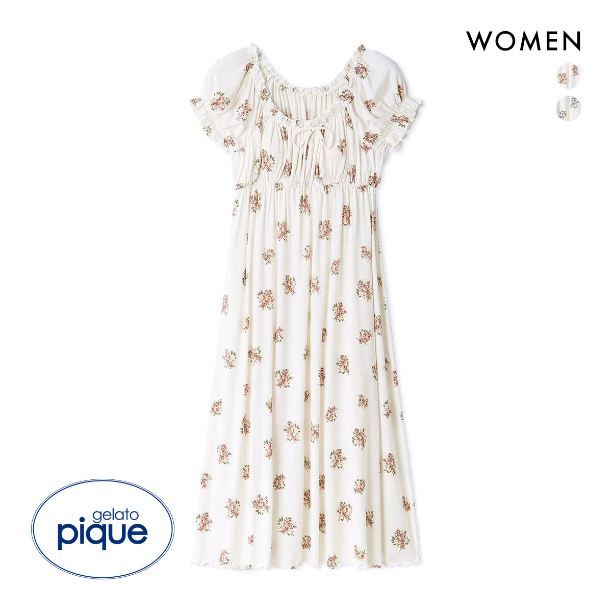 ジェラートピケ レディース 花柄カップインワンピース カップ付き ドレス ワンピース ジェラピケ パジャマ gelato pique(OR-オレンジ-Free)