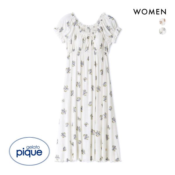 ジェラートピケ レディース 花柄カップインワンピース カップ付き ドレス ワンピース ジェラピケ パジャマ gelato pique