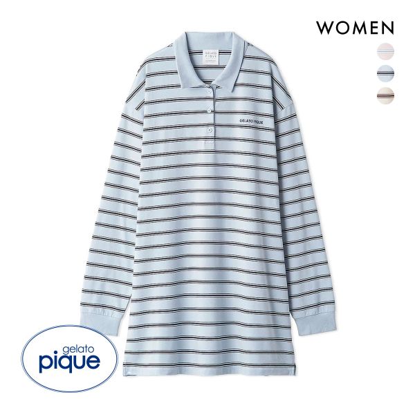 ジェラートピケ パジャマ レディース マルチボーダーポロカラーワンピース ジェラピケ ルームウェア gelato pique