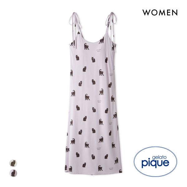 ジェラートピケ レディース HALLOWEEN CAT総柄キャミワンピース カップ付き ジェラピケ パジャマ ルームウェア gelato pique