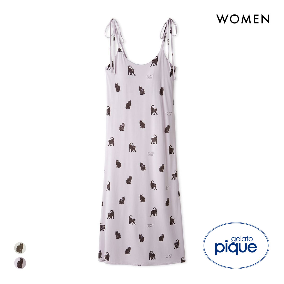 ジェラートピケ レディース HALLOWEEN CAT総柄キャミワンピース カップ付き ジェラピケ パジャマ ルームウェア gelato pique(LV-ラベンダー-Free)