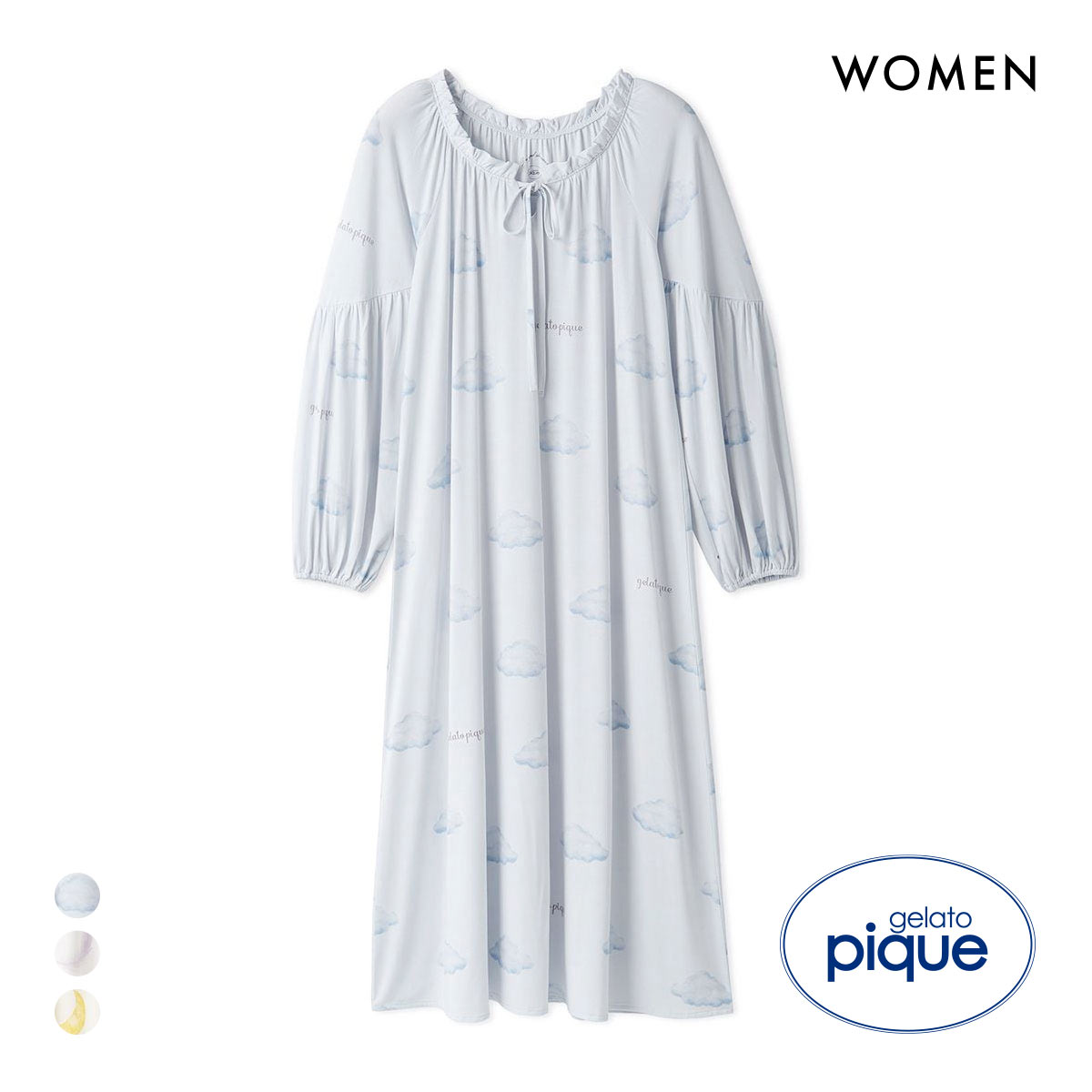 ジェラートピケ レディース モチーフ3柄ワンピース ジェラピケ パジャマ ルームウェア gelato pique(BU-ブルー-Free)