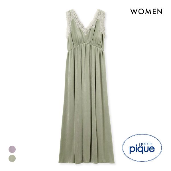 ジェラートピケ レディース MUCHA ベロア×レースカップインワンピース カップイン ジェラピケ ミュシャ パジャマ ルームウェア gelato pique