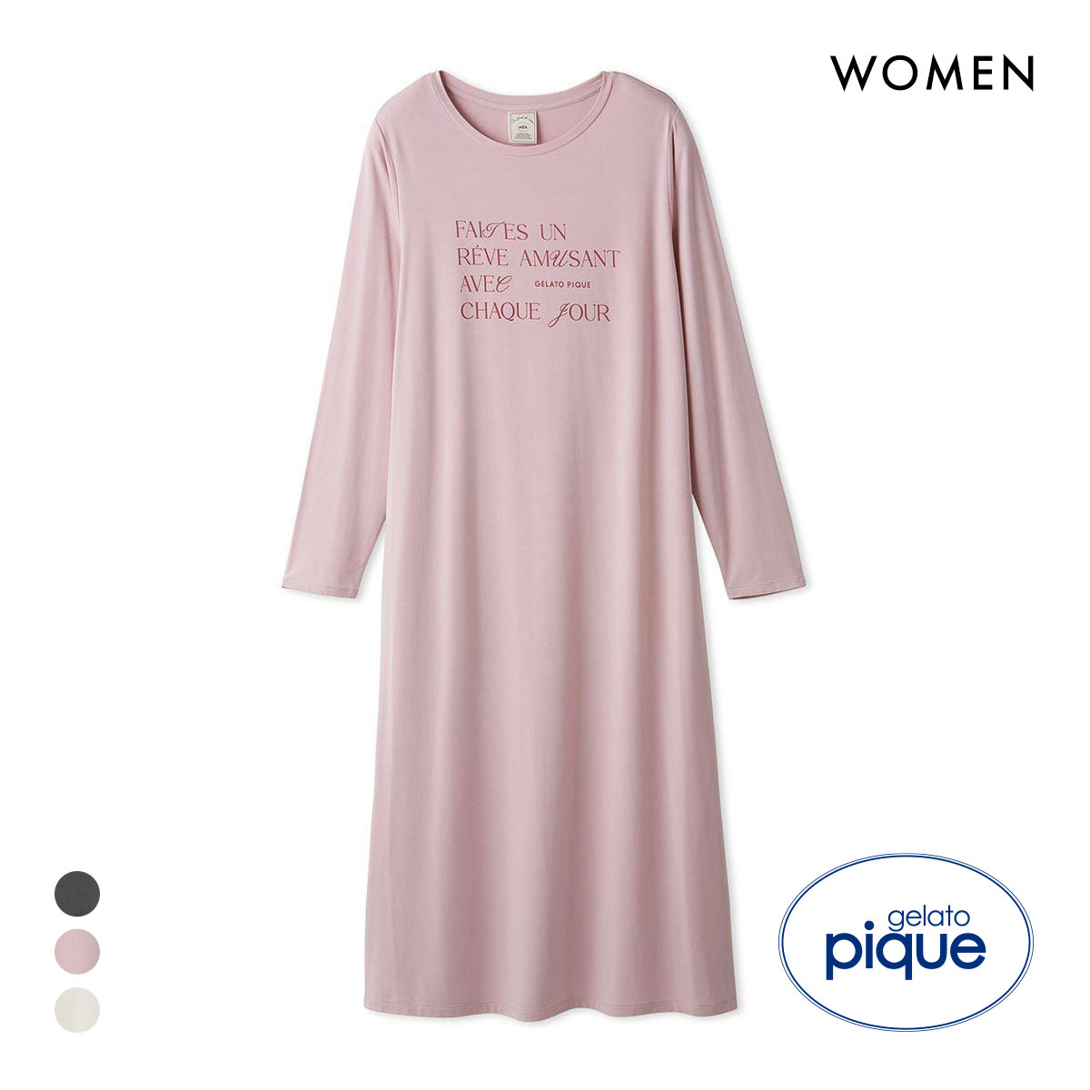 ジェラートピケ レディース フェミニンレーヨンロゴワンピース ジェラピケ パジャマ ルームウェア gelato pique(PI-ピンク-Free)