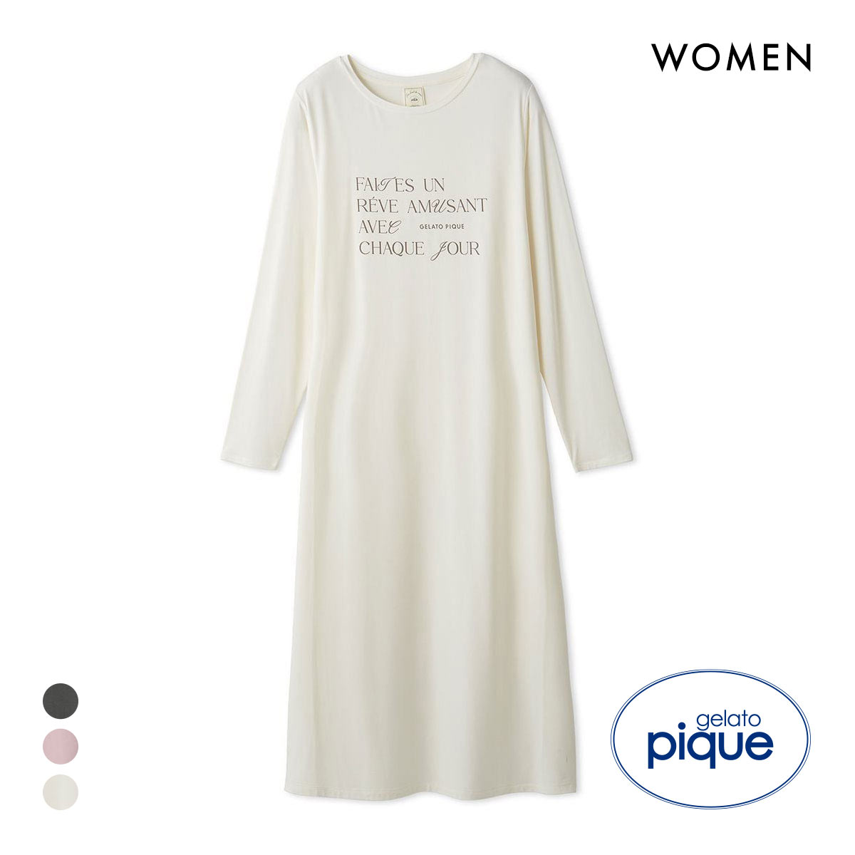 ジェラートピケ レディース フェミニンレーヨンロゴワンピース ジェラピケ パジャマ ルームウェア gelato pique(CR-クリーム-Free)
