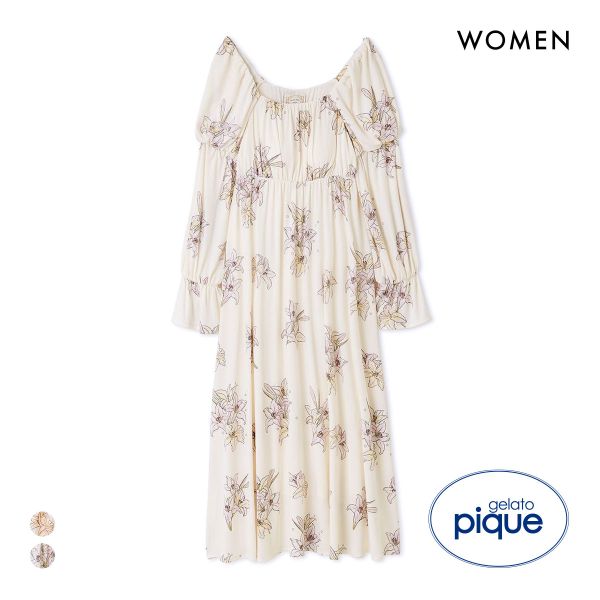 ジェラートピケ レディース MUCHA リリー柄カップインワンピース ミュシャ ジェラピケ パジャマ ルームウェア gelato pique