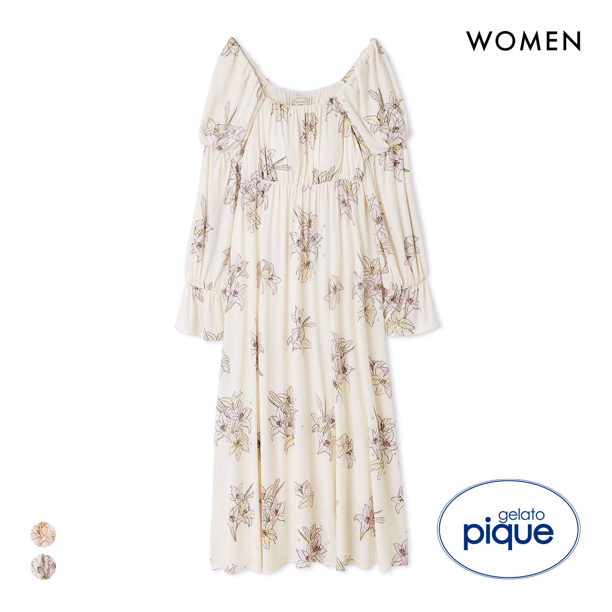 ジェラートピケ レディース MUCHA リリー柄カップインワンピース ミュシャ ジェラピケ パジャマ ルームウェア gelato pique(LV-ラベンダー-Free)