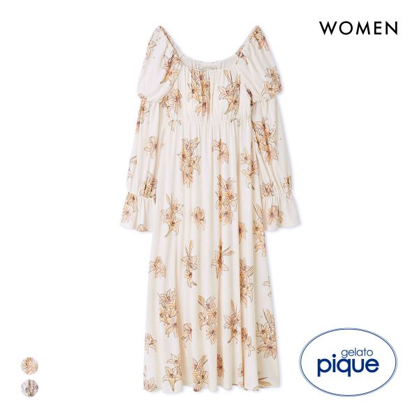 ジェラートピケ レディース MUCHA リリー柄カップインワンピース ミュシャ ジェラピケ パジャマ ルームウェア gelato pique