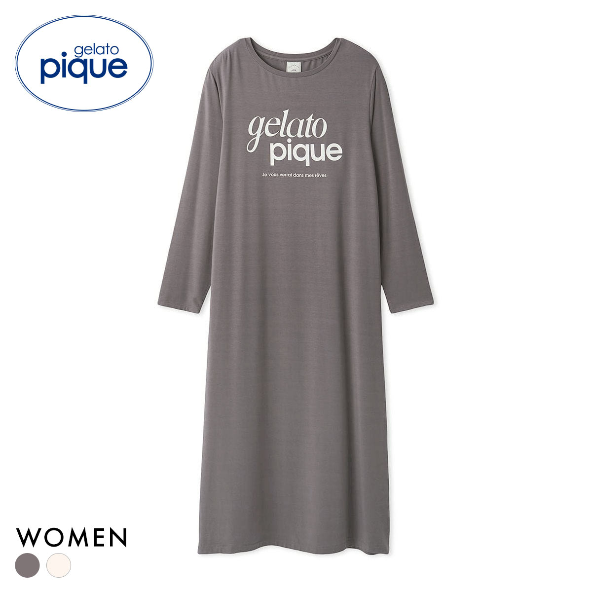 ジェラートピケ レディース レーヨンロゴワンピース ジェラピケ パジャマ ルームウェア gelato pique(DGY-濃グレー-Free)