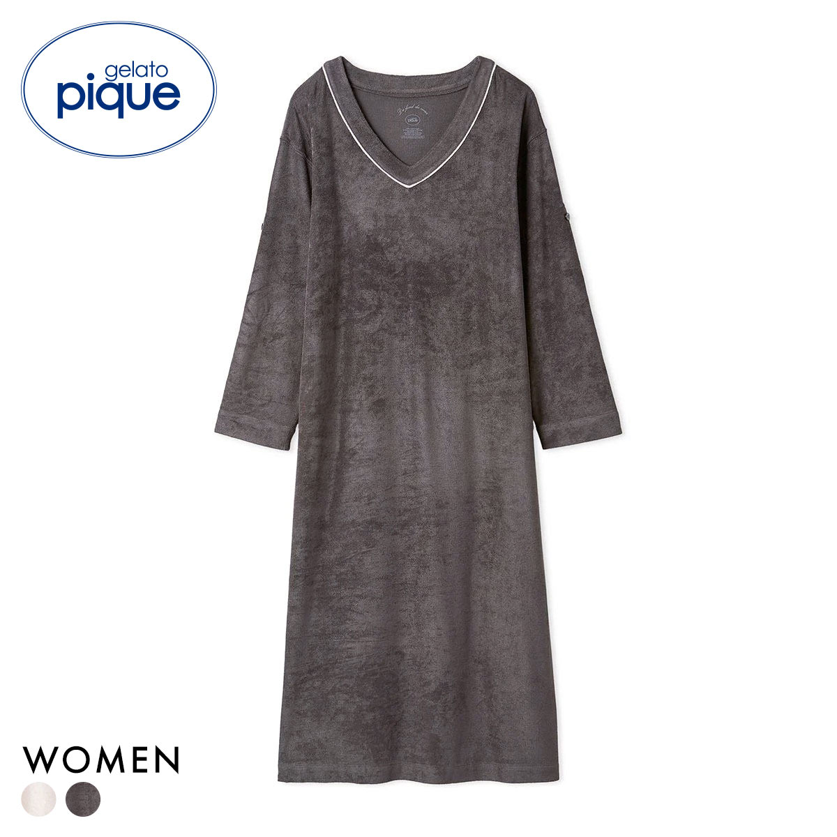 ジェラートピケ レディース パイルワンピース ジェラピケ パジャマ ルームウェア gelato pique(DGY-濃グレー-Free)