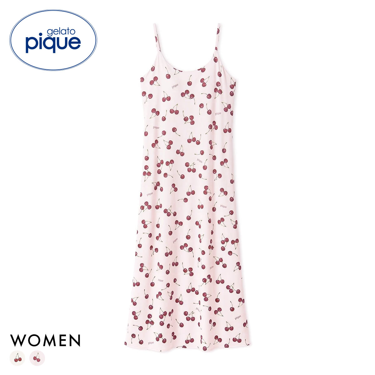 ジェラートピケ レディース チェリー柄カップインキャミワンピース ジェラピケ パジャマ ルームウェア カップ付き gelato pique(PI-ピンク-Free)