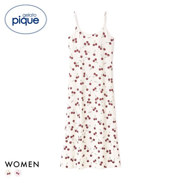 ジェラートピケ レディース チェリー柄カップインキャミワンピース ジェラピケ パジャマ ルームウェア カップ付き gelato pique