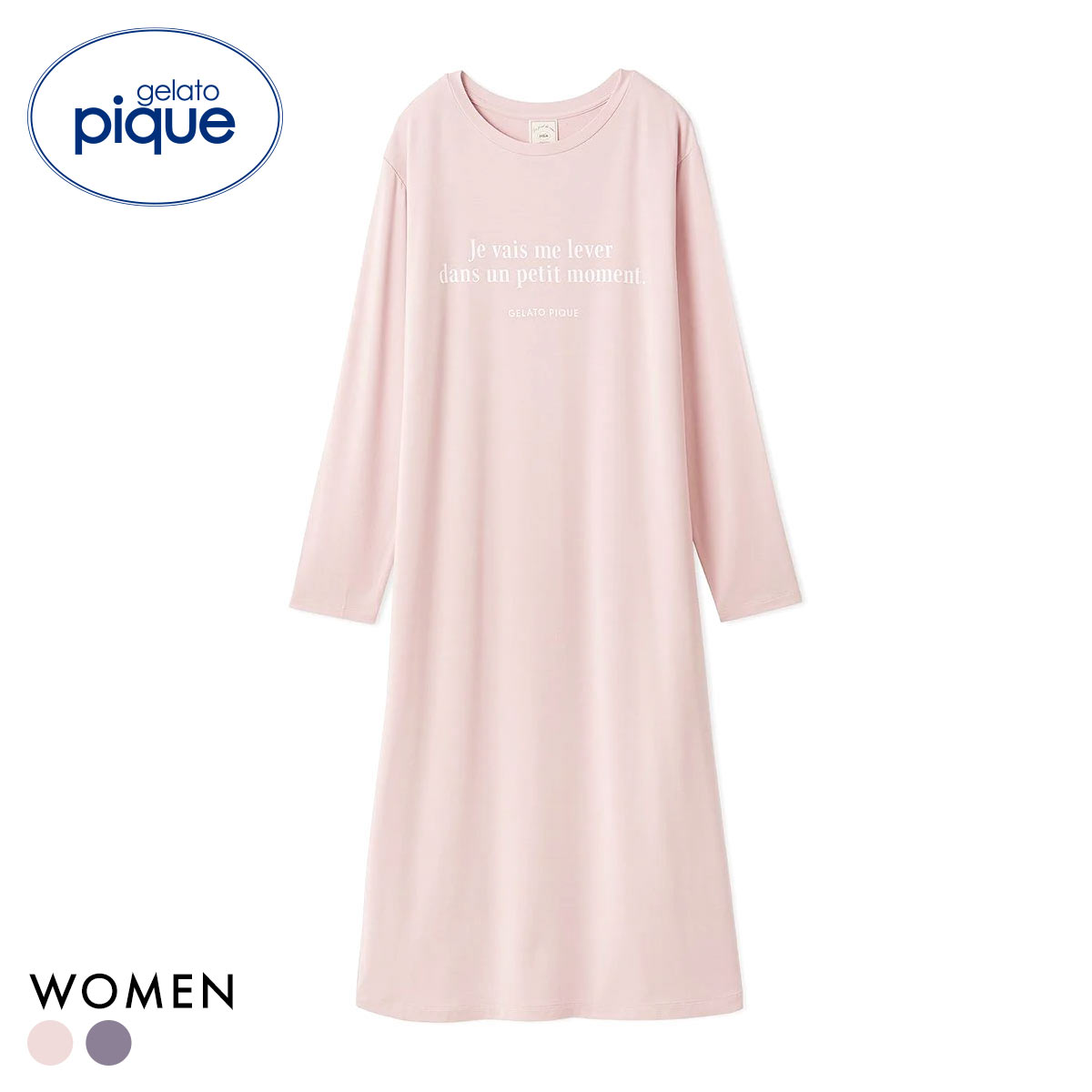ジェラートピケ レディース インレイロゴワンピース ジェラピケ パジャマ ルームウェア gelato pique(PI-ピンク-Free)
