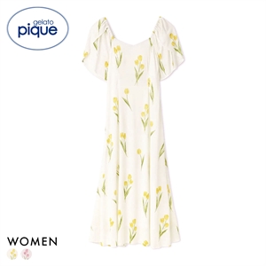 ジェラートピケ レディース チューリップ柄カップインワンピース カップ付き パッド付き ジェラピケ パジャマ ルームウェア gelato pique