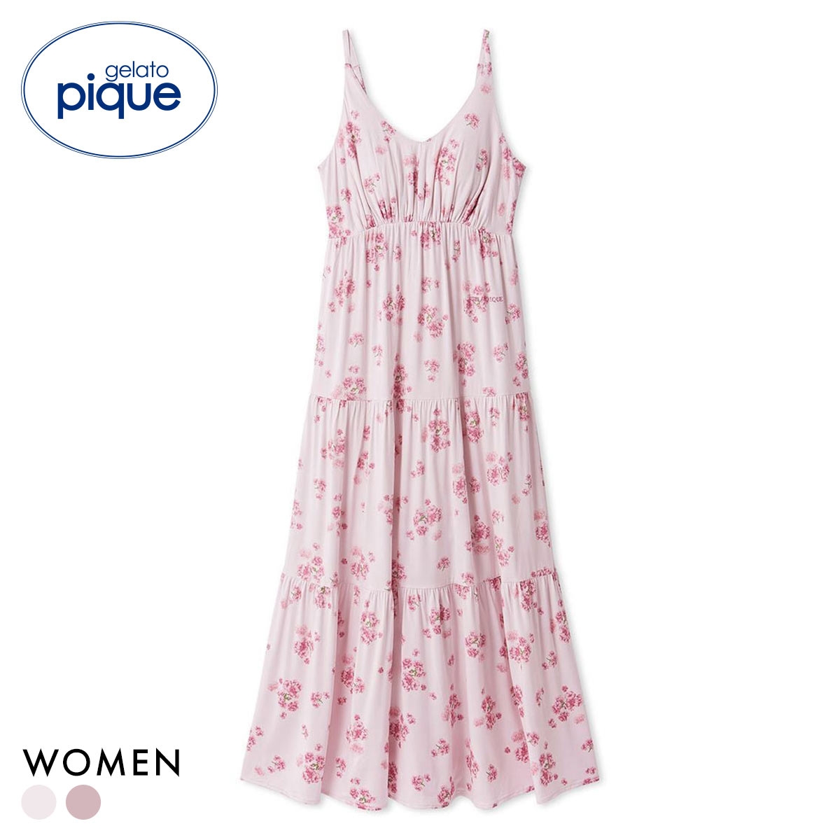 ジェラートピケ レディース さくら柄カップインワンピース カップ付き ジェラピケ パジャマ ルームウェア gelato pique(PI-ピンク-Free)