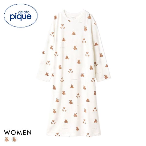 ジェラートピケ レディース 抗菌防臭バスローブベア柄ワンピース ジェラピケ パジャマ ルームウェア gelato pique