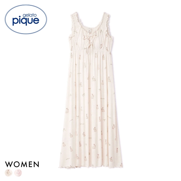 ジェラートピケ レディース ラビット柄カップインワンピース パッド付き カップイン ジェラピケ ルームウェア gelato pique