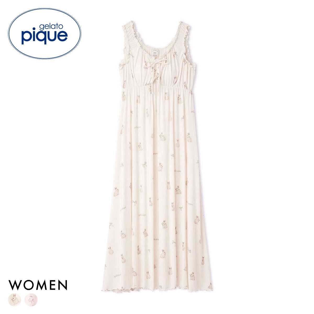 ジェラートピケ レディース ラビット柄カップインワンピース パッド付き カップイン ジェラピケ ルームウェア gelato pique