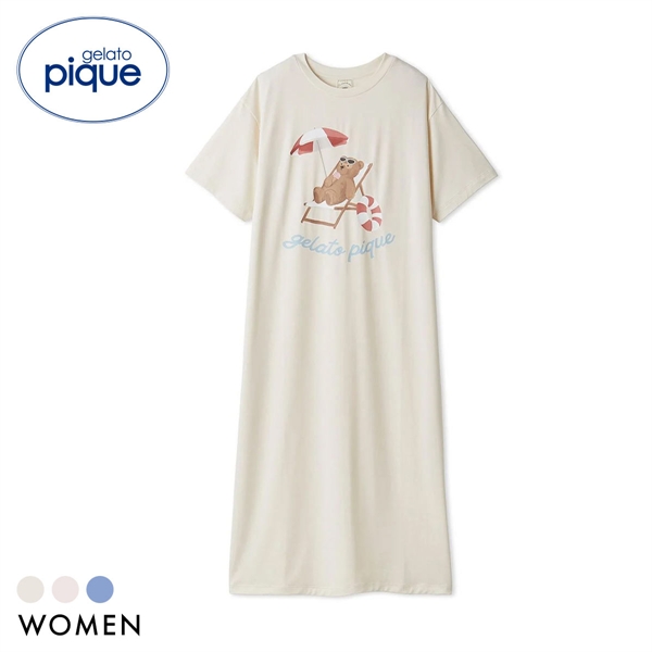 ジェラートピケ レディース インレイロゴワンピース ジェラピケ パジャマ ルームウェア gelato pique