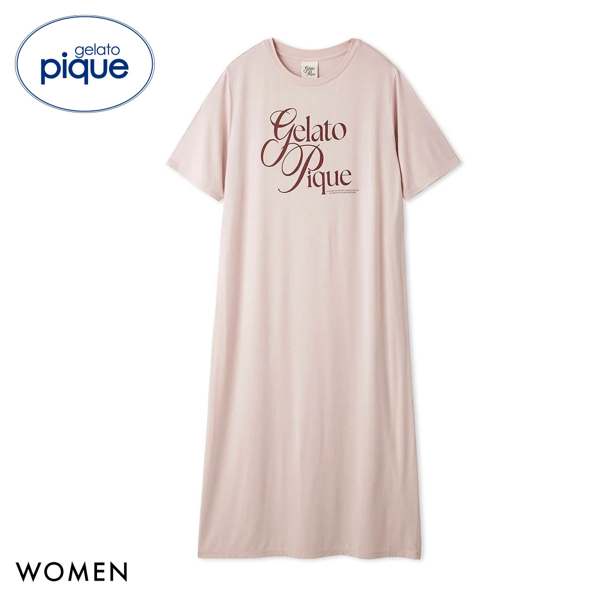 ジェラートピケ レディース 母の日 IFMC. 接触冷感 レーヨンロゴワンピース ジェラピケ パジャマ ルームウェア gelato pique(PI-ピンク-Free)