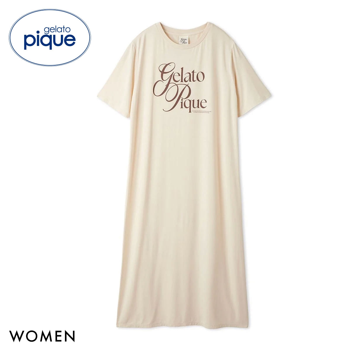 ジェラートピケ レディース 母の日 IFMC. 接触冷感 レーヨンロゴワンピース ジェラピケ パジャマ ルームウェア gelato pique(CR-クリーム-Free)