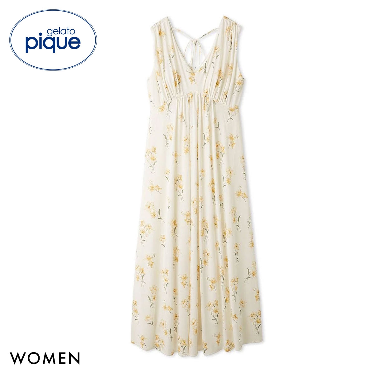 ジェラートピケ レディース 母の日 フラワー柄カップインワンピース カップ付き ジェラピケ パジャマ ルームウェア gelato pique(YE-イエロー-Free)