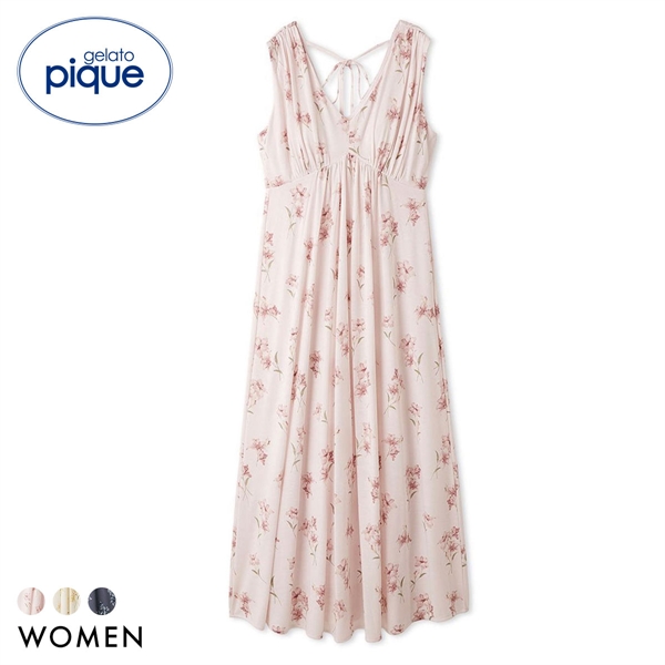ジェラートピケ レディース 母の日 フラワー柄カップインワンピース カップ付き ジェラピケ パジャマ ルームウェア gelato pique
