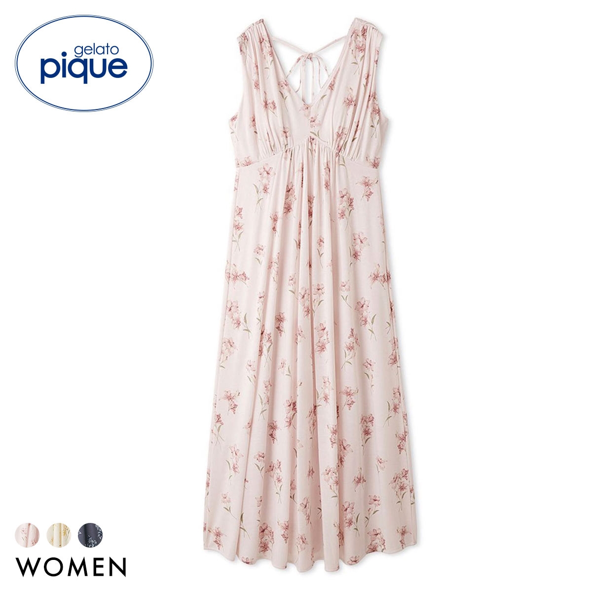 ジェラートピケ レディース 母の日 フラワー柄カップインワンピース カップ付き ジェラピケ パジャマ ルームウェア gelato pique