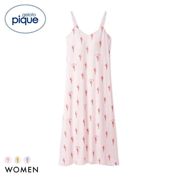 ジェラートピケ レディース 接触冷感 ソルベ柄カップインキャミワンピース カップイン パッド付き ジェラピケ gelato pique