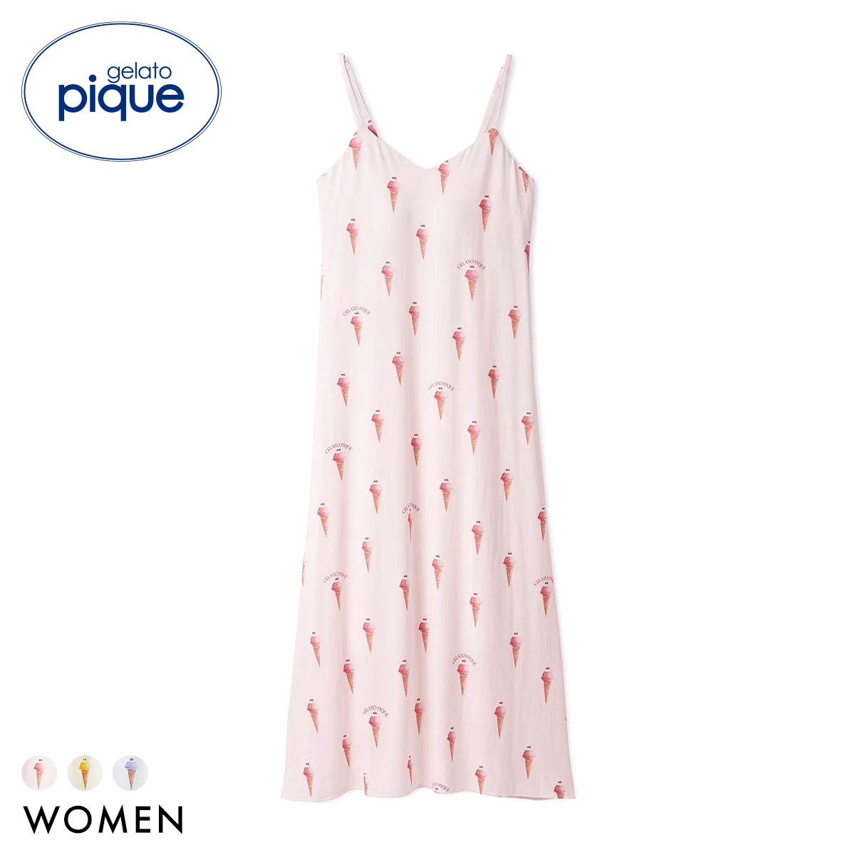 ジェラートピケ レディース 接触冷感 ソルベ柄カップインキャミワンピース カップイン パッド付き ジェラピケ gelato pique