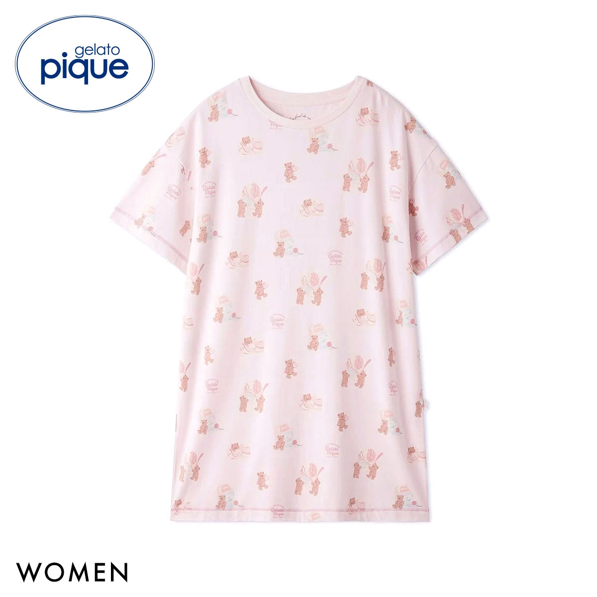 ジェラートピケ レディース アイスクリームベア柄ワンピース ジェラピケ パジャマ ルームウェア gelato pique(PI-ピンク-Free)