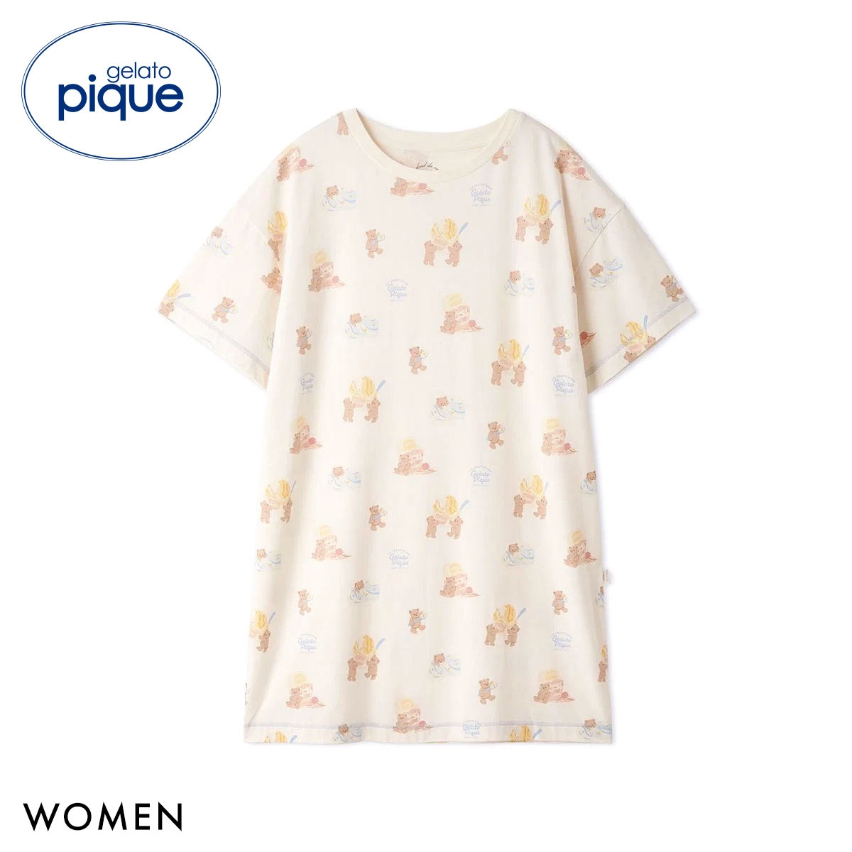 ジェラートピケ レディース アイスクリームベア柄ワンピース ジェラピケ パジャマ ルームウェア gelato pique(CR-クリーム-Free)