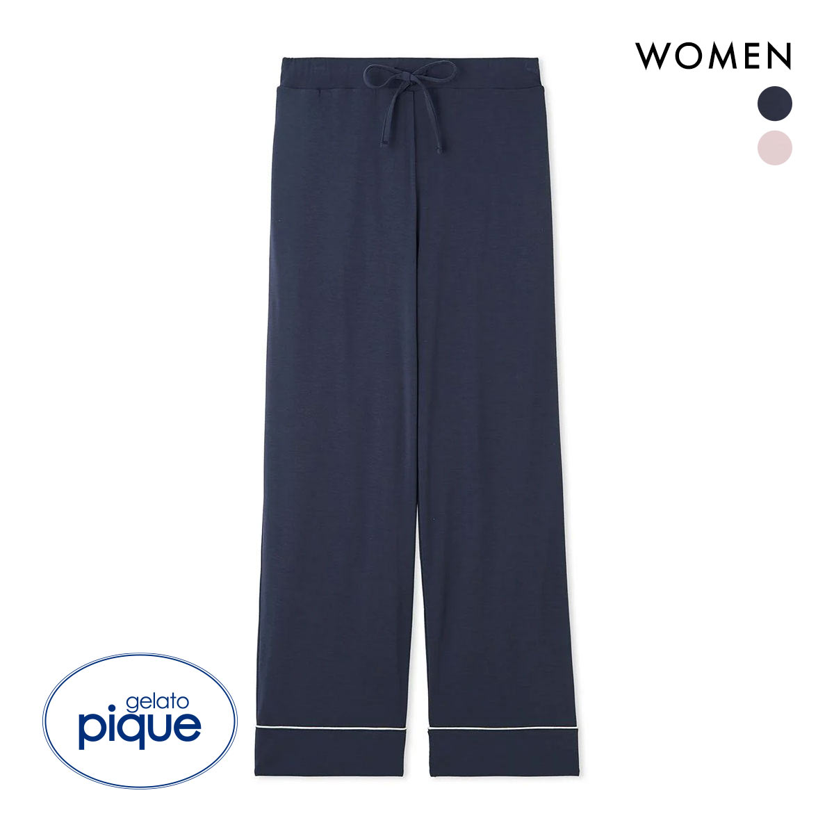 ジェラートピケ gelato pique レディース パイピングロングパンツ ジェラピケ パジャマ ルームウェア(NV-ネイビー-Free)