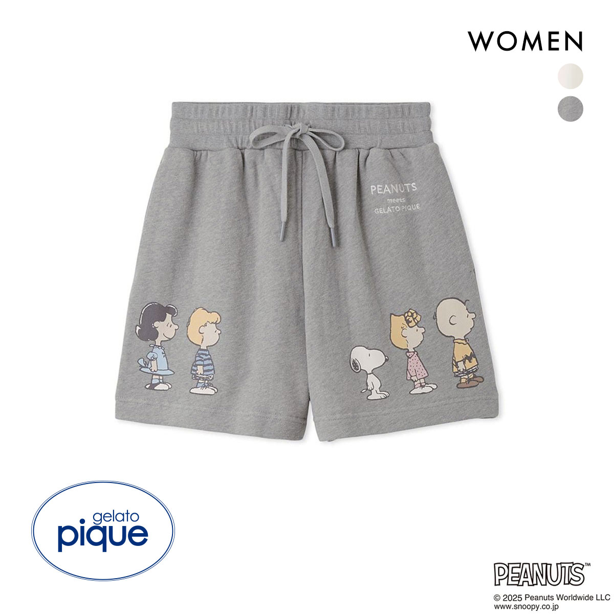 ジェラートピケ レディース ピーナッツ 裏毛ショートパンツ ジェラピケ パジャマ ルームウェア PEANUTS gelato pique(GY-グレー-Free)