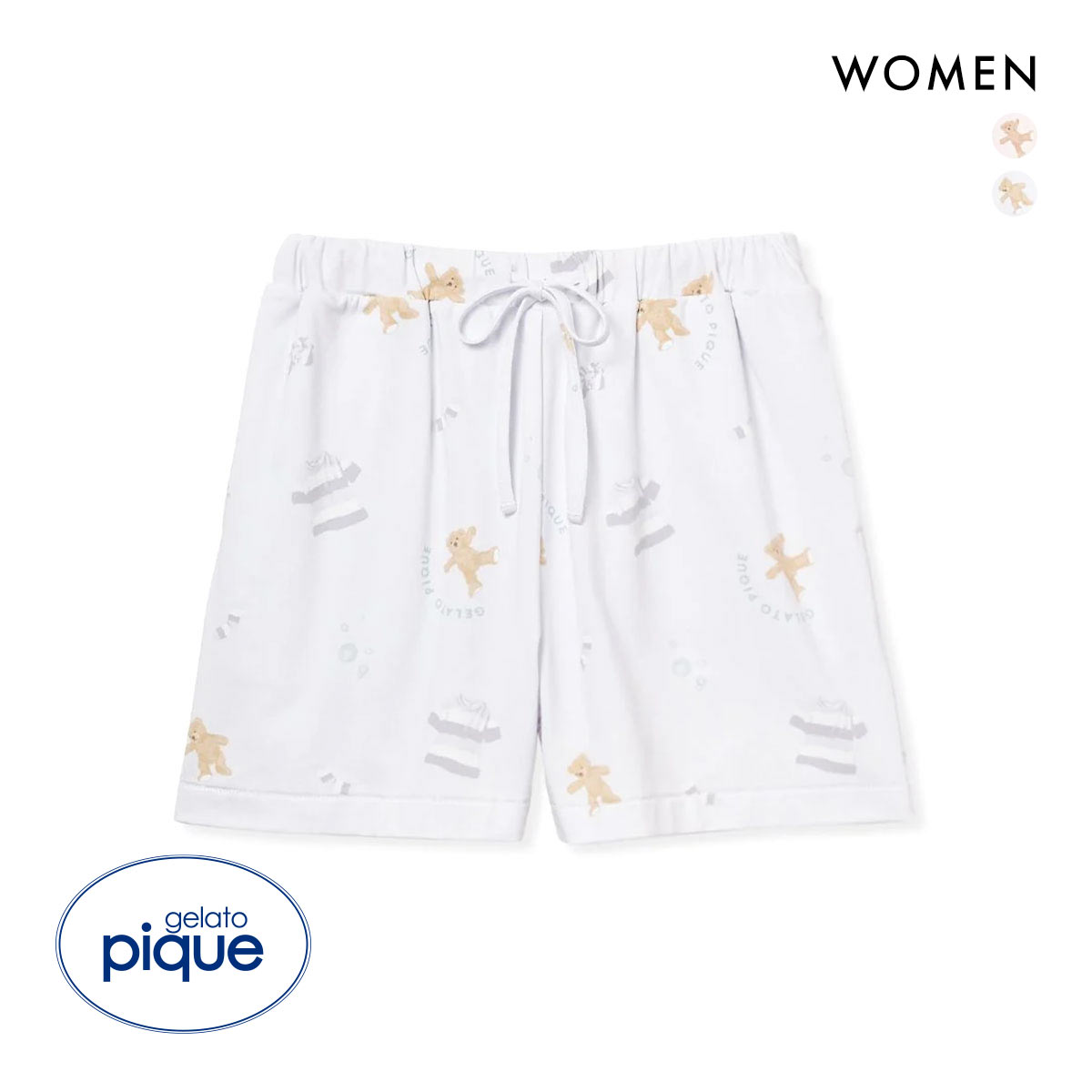 ジェラートピケ レディース ウォッシングベア柄ショートパンツ ジェラピケ パジャマ ルームウェア gelato pique(BU-ブルー-Free)