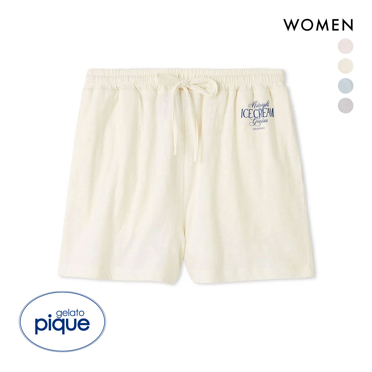 ジェラートピケ レディース COOL COLLECTION 接触冷感 ICEワンポイントショートパンツ ジェラピケ パジャマ gelato pique(OW-オフホワイト-Free)