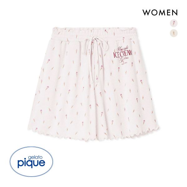 ジェラートピケ レディース 接触冷感 アイス柄ワッフルショートパンツ ジェラピケ パジャマ ルームウェア gelato pique